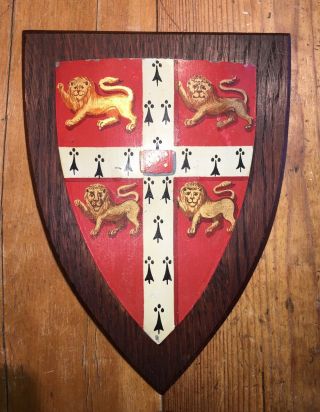 Antique Metal Armorial Sheld,  Hand Painted With The Arms Of Cambridge University