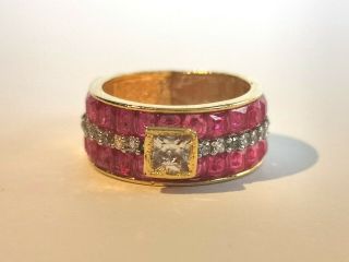 Stunning Gold Tone Pink And Clear Stone Ring - Metal Detecting Find