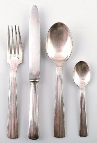 Large complete 10 p.  Ercuis Art deco cutlery in silver plate.  France app.  1940. 2
