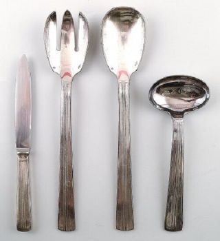 Large complete 10 p.  Ercuis Art deco cutlery in silver plate.  France app.  1940. 3