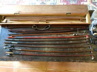 Box Of Vintage And Part Constructed Violin Bows For Restoration,  Spare Parts