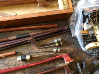 Box of Vintage and Part Constructed Violin Bows For Restoration,  Spare Parts 5