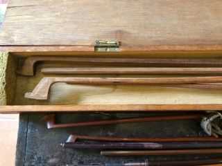 Box of Vintage and Part Constructed Violin Bows For Restoration,  Spare Parts 6