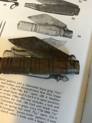 Revolutionary War 18th Century Folding Walnut Handle Jackknife Heart Touch Mark 2