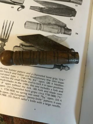 Revolutionary War 18th Century Folding Walnut Handle Jackknife Heart Touch Mark 3
