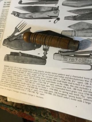 Revolutionary War 18th Century Folding Walnut Handle Jackknife Heart Touch Mark 9