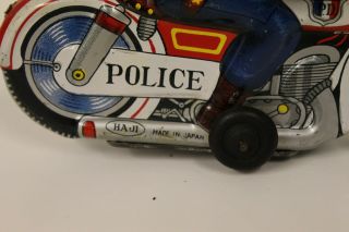 Tin Motorcycle Toy Haji Police Rabbit Animal Motorcycle made in Japan in 1960 ' s 8