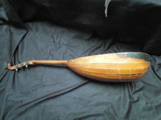 ANTIQUE RARE GERMAN LUTE GUITAR WITH CARVED LADIES HEAD 8