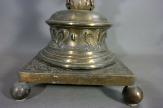 LG Antique 19thC Old ENGLISH CASTLE Brass RAMPANT LION PERIODICAL Pedestal STAND 10