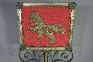 LG Antique 19thC Old ENGLISH CASTLE Brass RAMPANT LION PERIODICAL Pedestal STAND 2
