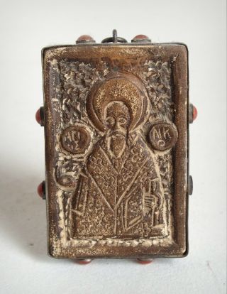 Fine Ancient Byzantine Steatite Icon C.  1350 - In Silver Mount