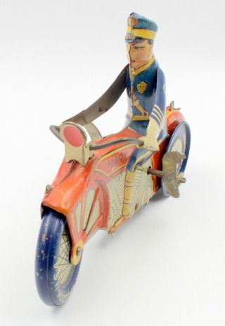 VINTAGE MARX ROOKIE COP MOTORCYCLE TIN LITHO WIND UP TOY 6025 2