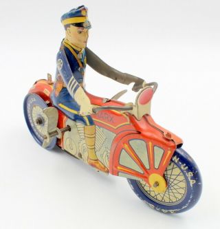 VINTAGE MARX ROOKIE COP MOTORCYCLE TIN LITHO WIND UP TOY 6025 3