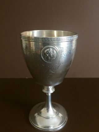19th.  c.  Gorham Sterling Silver Medallion Goblet. 2