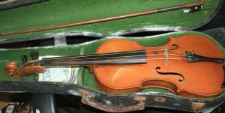 Old antique violin with case and bow 11