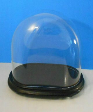 Antique Victorian Oblong Hand Blown w bubbles Glass Dome Display Case - wood base 6