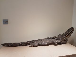 African wood Bobo Nuna Crocodile helmet mask.  fine example.  138cm tall. 7
