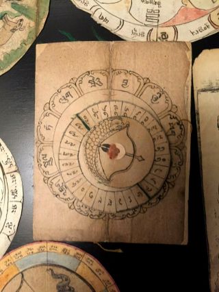 Antique Mongolian Astrological Discs - Volvelles - Paper Calculators - Buddhist 10