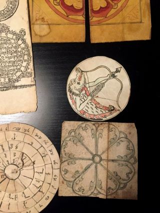 Antique Mongolian Astrological Discs - Volvelles - Paper Calculators - Buddhist 6