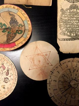 Antique Mongolian Astrological Discs - Volvelles - Paper Calculators - Buddhist 7