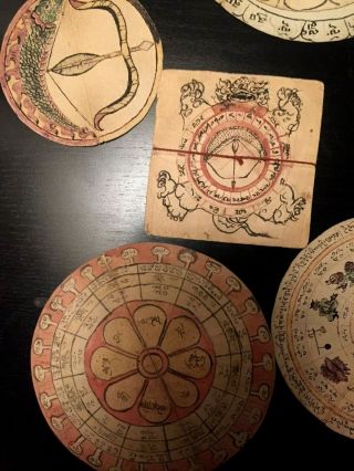 Antique Mongolian Astrological Discs - Volvelles - Paper Calculators - Buddhist 8