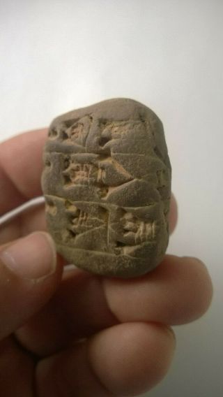 Very Rare Ancient Near Eastern Clay Tablet With Early Form Of Writing.