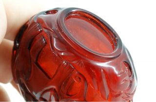 Antique Chinese Snuff Bottle of Carved Ruby Red Glass Monkey Elephant Qing Fine 9
