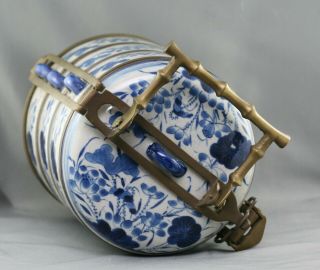 Fantastic Antique Chinese Hand Painted Porcelain Tiffin Solid Brass Mount c1900s 8