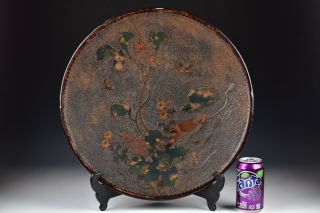 Signed Japanese Totai Tree Bark Cloisonne on Porcelain Charger w/ Bird Scene 2