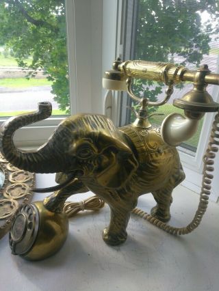 Vintage Rotary Phone French Telephone Brass Elephant Mid Century Modern Regency