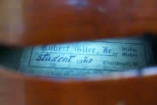 Antique 1920 Robert Glier Jr.  4/4 Violin Cincinnati 7