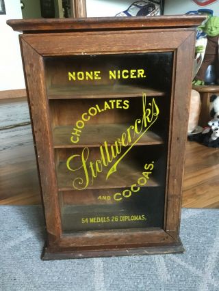 Vintage Country Store Stollwerck Chocolate Advertising Display Cabinet