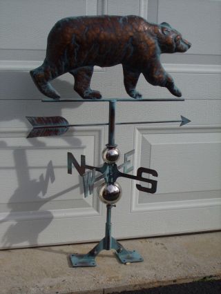 Bear Weathervane Antiqued Copper Finish Weather Vane Hand Crafted