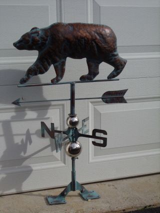 Bear Weathervane Antiqued Copper Finish Weather Vane Hand Crafted 2