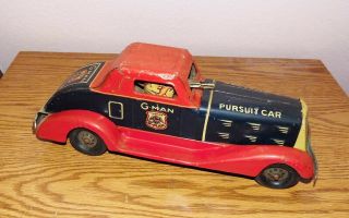 1930s Marx G Man Pursuit Car Wind Up Tin Toy