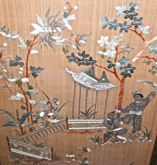 Antique Chinese Embroidery Panel With Scene of Gruesome Punishment 4