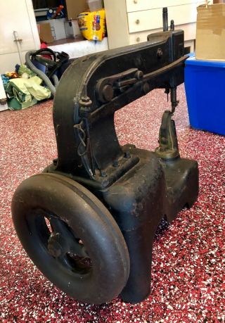 Antique Cast Iron Leather Industrial Sewing Machine 11