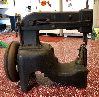 Antique Cast Iron Leather Industrial Sewing Machine