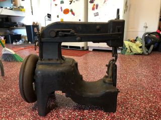 Antique Cast Iron Leather Industrial Sewing Machine 6