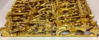 Antique Chinese Gold Gilt Lacquer Pierced Wood Mao Zedong Dynasty Temple Carving 12