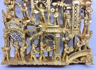 Antique Chinese Gold Gilt Lacquer Pierced Wood Mao Zedong Dynasty Temple Carving 5