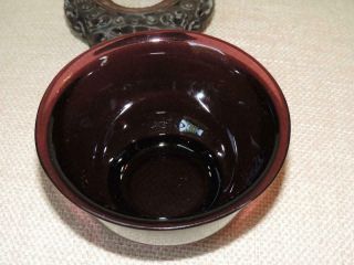 Antique Chinese Dark Purple Peking Glass OLD Bowl GOOD FORM on ANTIQUE STAND 2