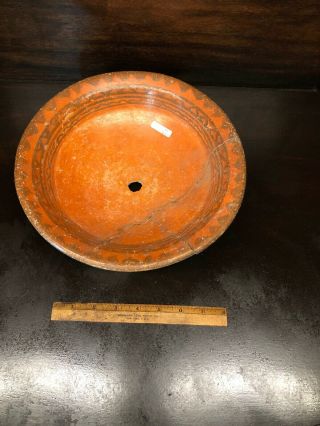 Mlc S3565 11” X 3” Tri Pod Old Painted Red Ware Bowl Pre Columbian Pot Pottery