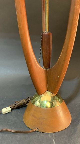 Mid Century Modern Danish Adrian Pearsall Modeline Walnut Lamp PARTS/REPAIR 4
