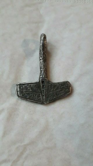 MASIVE ANCIENT VIKING SILVER AMULET - HAMMER OF THOR Very rare 2