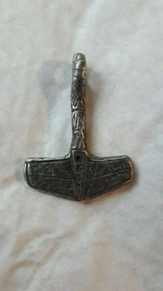 MASIVE ANCIENT VIKING SILVER AMULET - HAMMER OF THOR Very rare 3