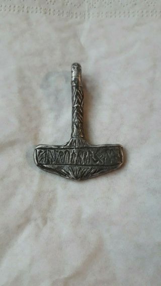 MASIVE ANCIENT VIKING SILVER AMULET - HAMMER OF THOR Very rare 9
