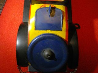 Vintage 1920s Wind - Up car Antique Tin Toy Sedan Pressed Steel All 12