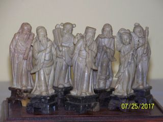 " Rare " Chinese Qing Dy Hand Carved Stone Sculptures 7 Statues