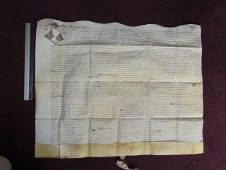 1632 Vellum Indenture Of Charles I William Halley Of Hook Hall Warwick Legal Doc